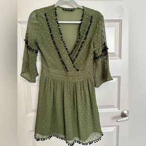 ZARA; green polka for detailed dress
